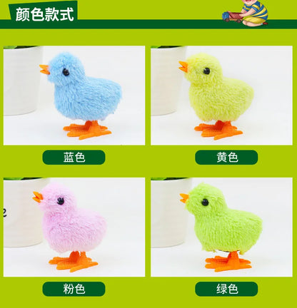 Interactive Wind-Up Plush Chick Cat Toy | Walking & Hopping Kitten Chase Toy