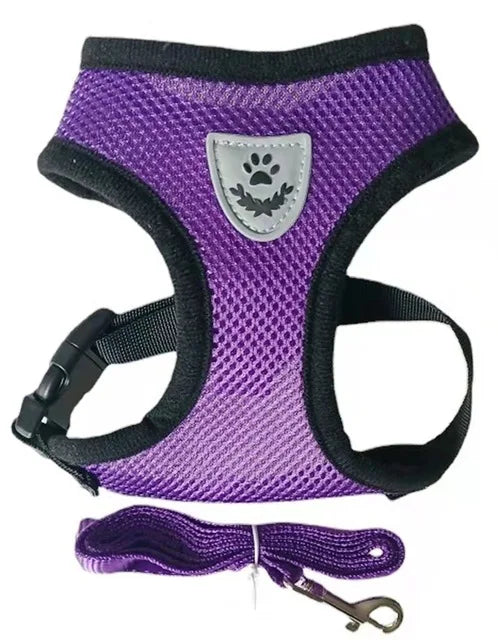 Adjustable Reflective Pet Harness & Leash Set for Dogs & Cats | Breathable Mesh Vest