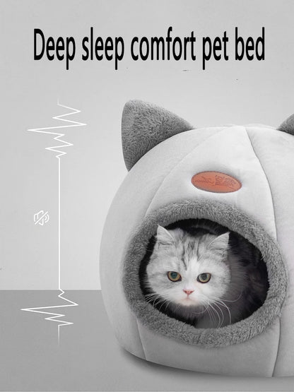 Cozy Cat Cave Bed | Warm Plush Indoor Cat House & Kitten Sleeping Nest