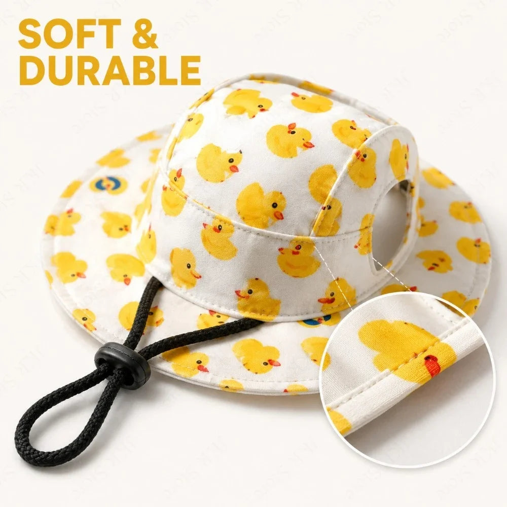 Adjustable Dog Sun Hat | Cute Printed Cap for Small & Medium Dogs