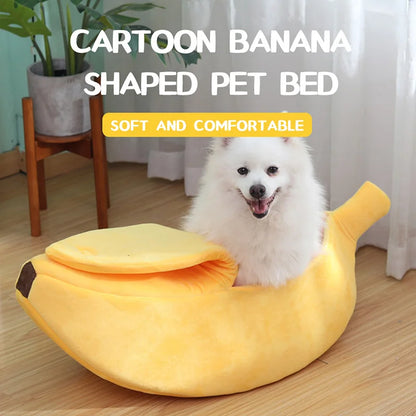 Cute Banana Cat Bed Cave | Cozy Plush Banana Pet House for Cats & Small Dogs