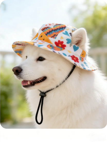 Adjustable Dog Sun Hat | Cute Printed Cap for Small & Medium Dogs