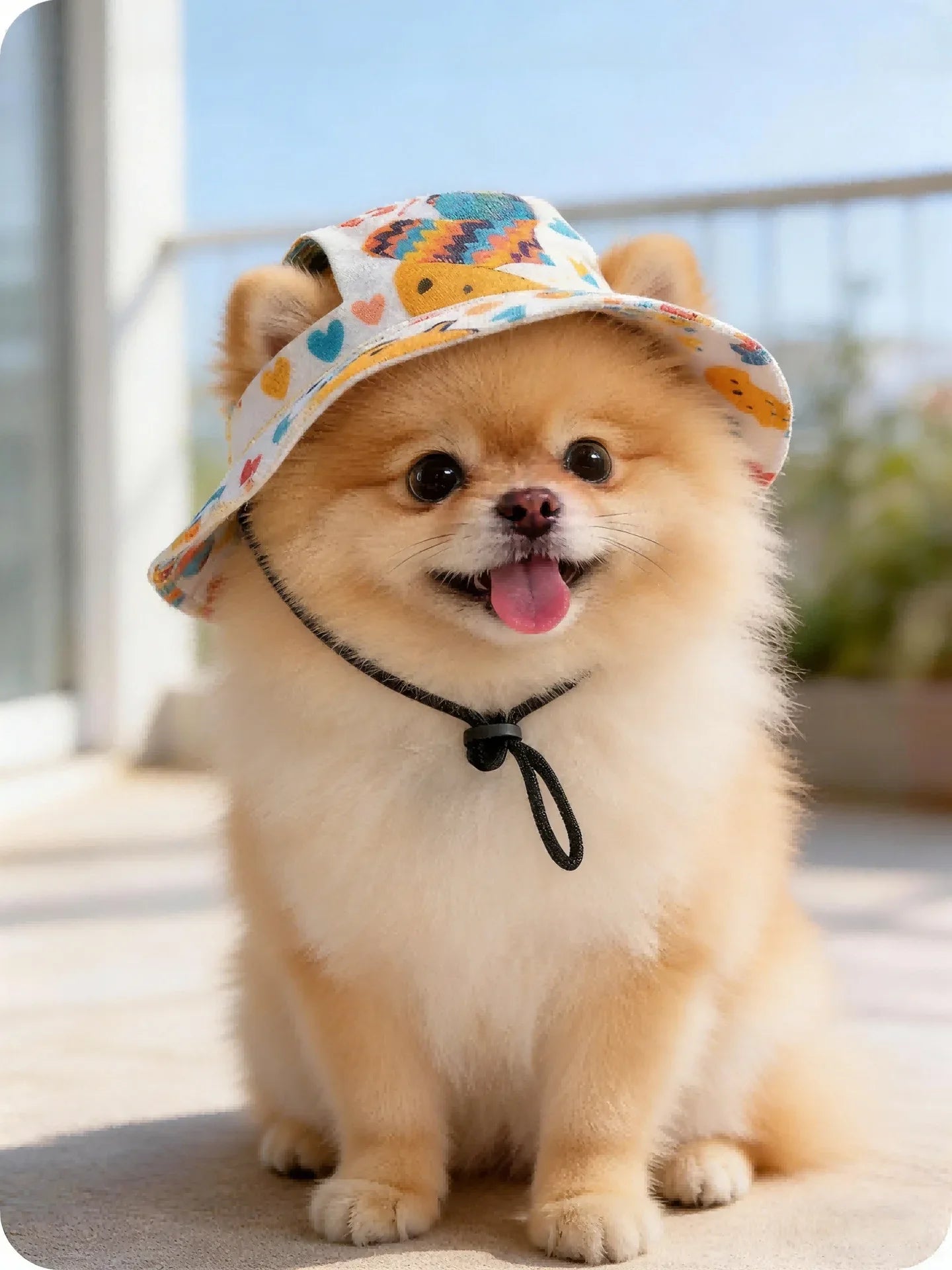 Adjustable Dog Sun Hat | Cute Printed Cap for Small & Medium Dogs