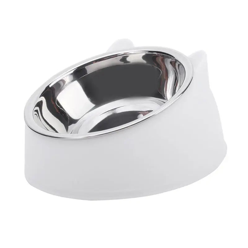 Elevated Stainless Steel Cat Bowl | Non-Slip Tilted Pet Food & Water Bowl