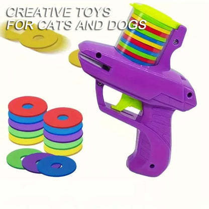 Funny Cat Toys Creative Turnip Gun with 15Pcs Reusable Foam Frisbee Pet Hunting Interactive Toy Dog Cat Pet Supplies