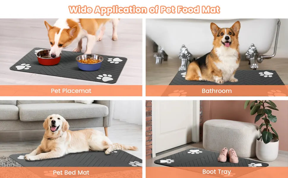 Quick-Dry Waterproof Pet Feeding Mat for Dogs & Cats | Non-Slip Food Bowl Mat