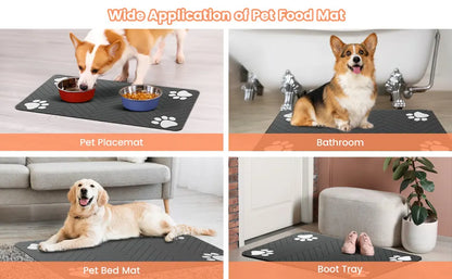 Quick-Dry Waterproof Pet Feeding Mat for Dogs & Cats | Non-Slip Food Bowl Mat