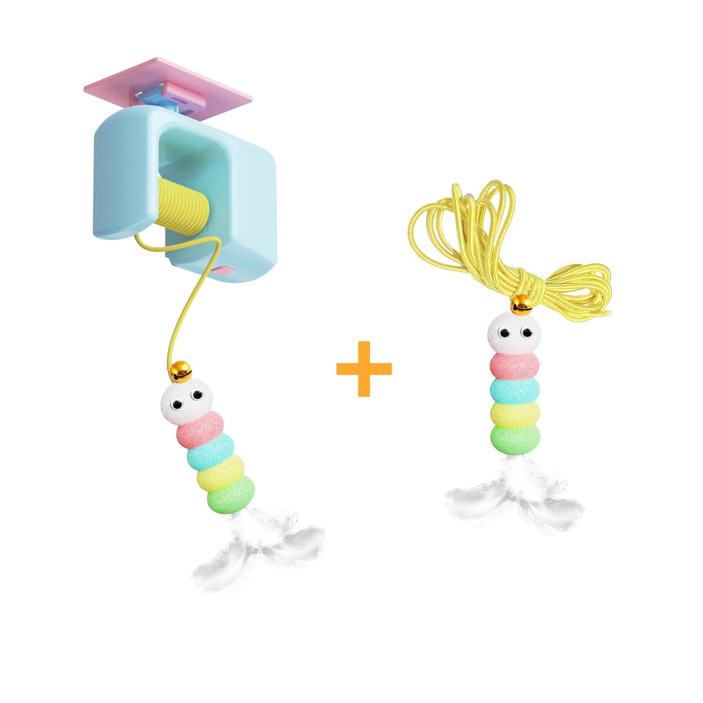 Automatic Hanging Cat Teaser Toy with Dual Feather Swing | Interactive Electric Cat Toy