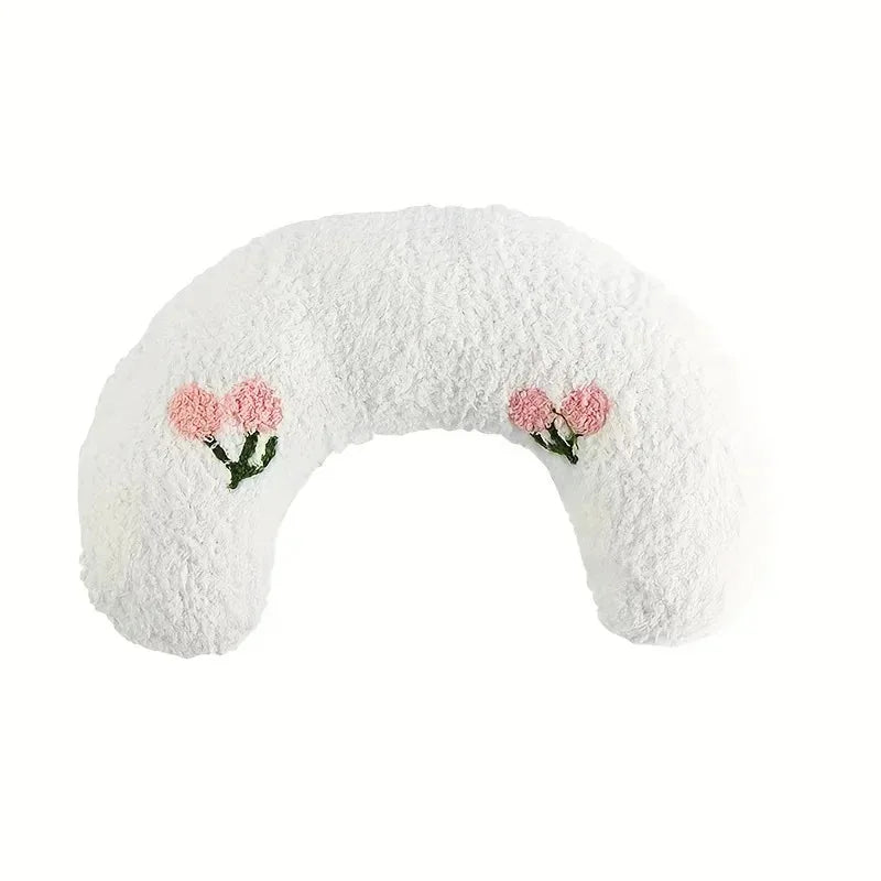 Calming Crescent Cat Pillow Bed - Ultra Soft Plush Sleeping Cushion for Cats