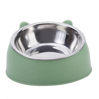 Elevated Stainless Steel Cat Bowl | Non-Slip Tilted Pet Food & Water Bowl