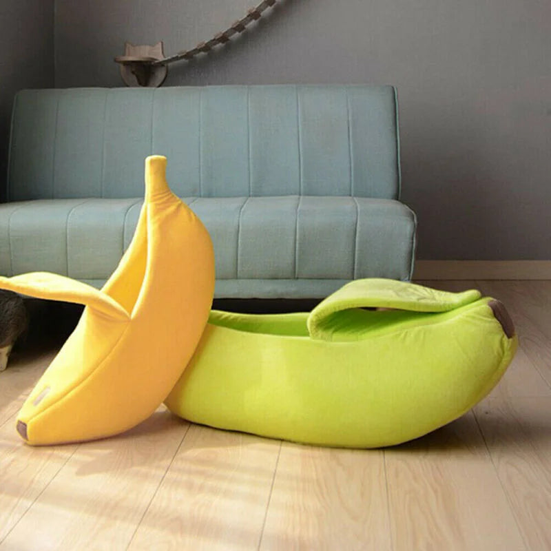 Cute Banana Cat Bed Cave | Cozy Plush Banana Pet House for Cats & Small Dogs