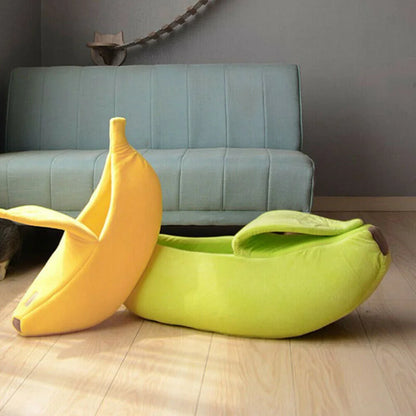 Cute Banana Cat Bed Cave | Cozy Plush Banana Pet House for Cats & Small Dogs