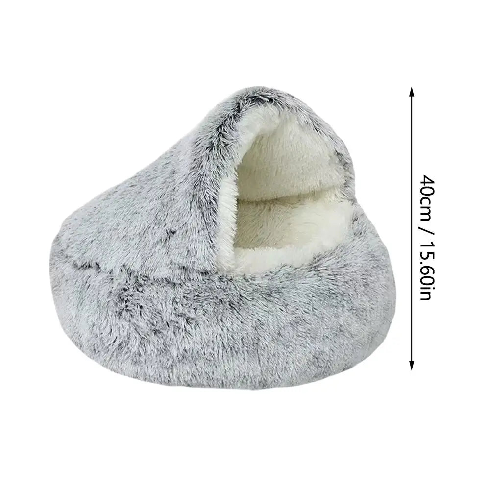 Cozy Plush Cat Cave Bed | Warm Semi-Enclosed Pet Nest for Cats & Small Dogs