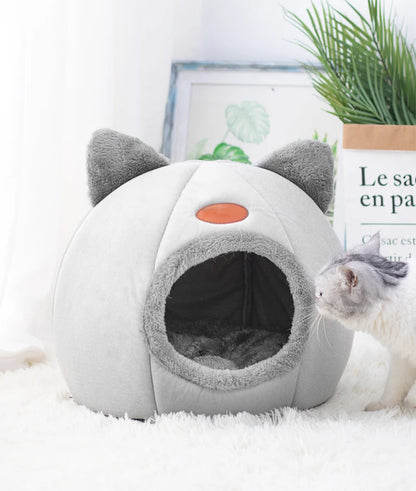 Cozy Cat Cave Bed | Warm Plush Indoor Cat House & Kitten Sleeping Nest