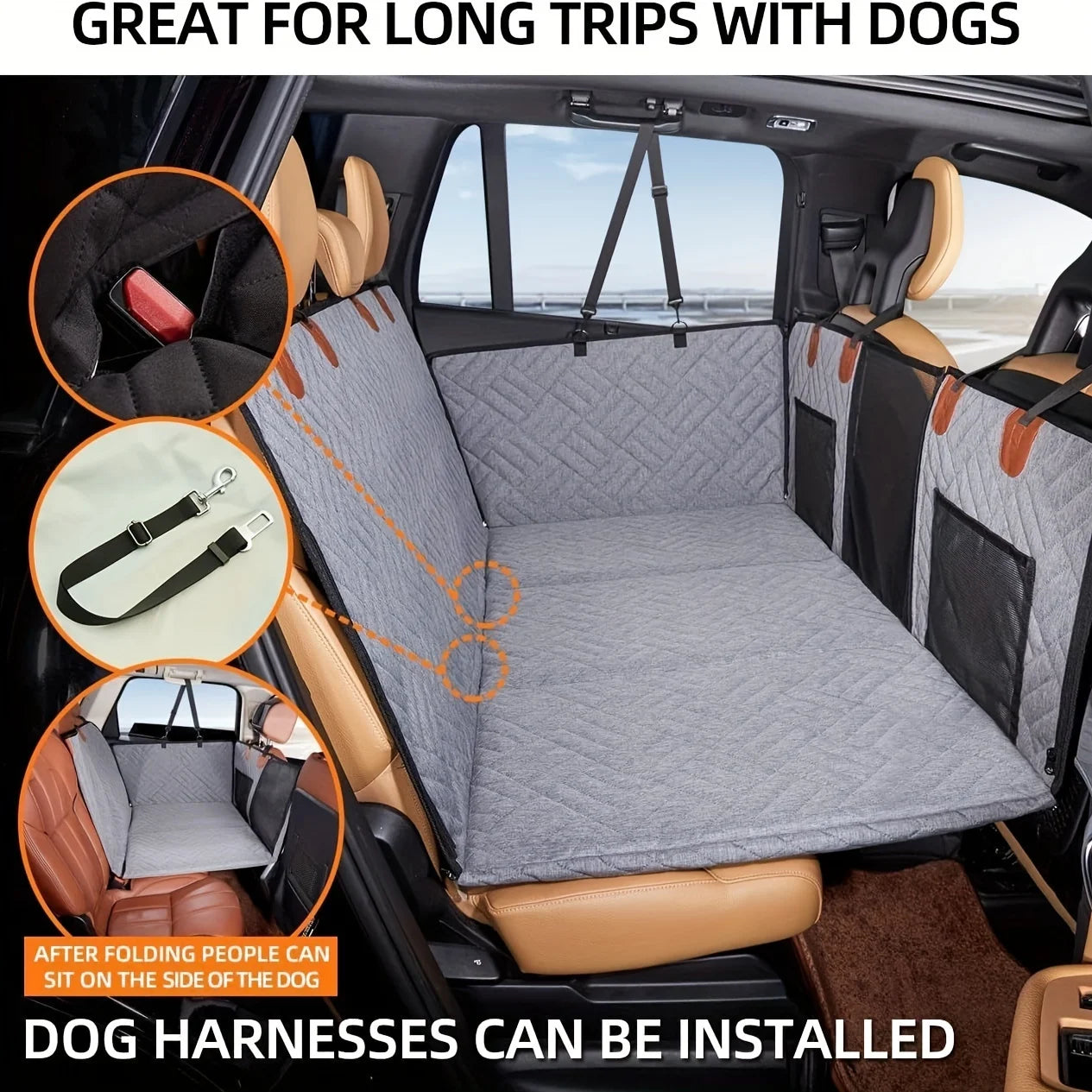 Waterproof Dog Car Seat Cover Hammock | Scratch-Resistant Back Seat Protector for Cars & SUVs