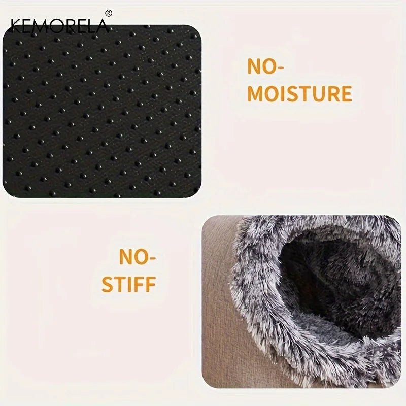 Cozy Plush Cat Cave Bed | Warm Enclosed Pet Bed for Cats & Small Dogs