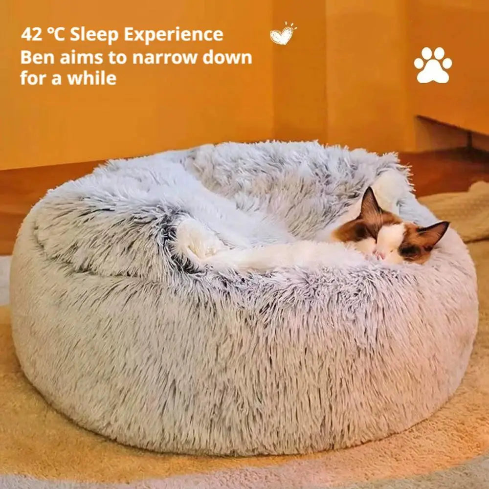 Cozy Plush Cat Cave Bed | Warm Semi-Enclosed Pet Nest for Cats & Small Dogs