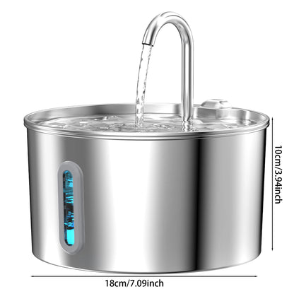 2.2L Automatic Stainless Steel Pet Water Fountain | Ultra Quiet Water Dispenser for Cats & Dogs