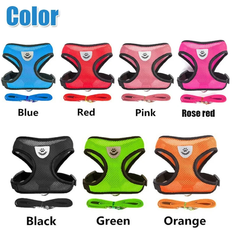 Adjustable Reflective Pet Harness & Leash Set for Dogs & Cats | Breathable Mesh Vest