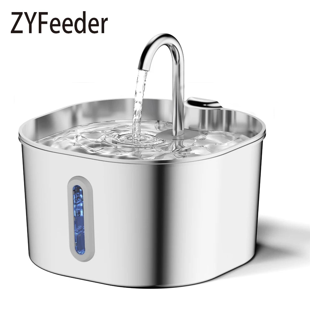 2.2L Automatic Stainless Steel Pet Water Fountain | Ultra Quiet Water Dispenser for Cats & Dogs
