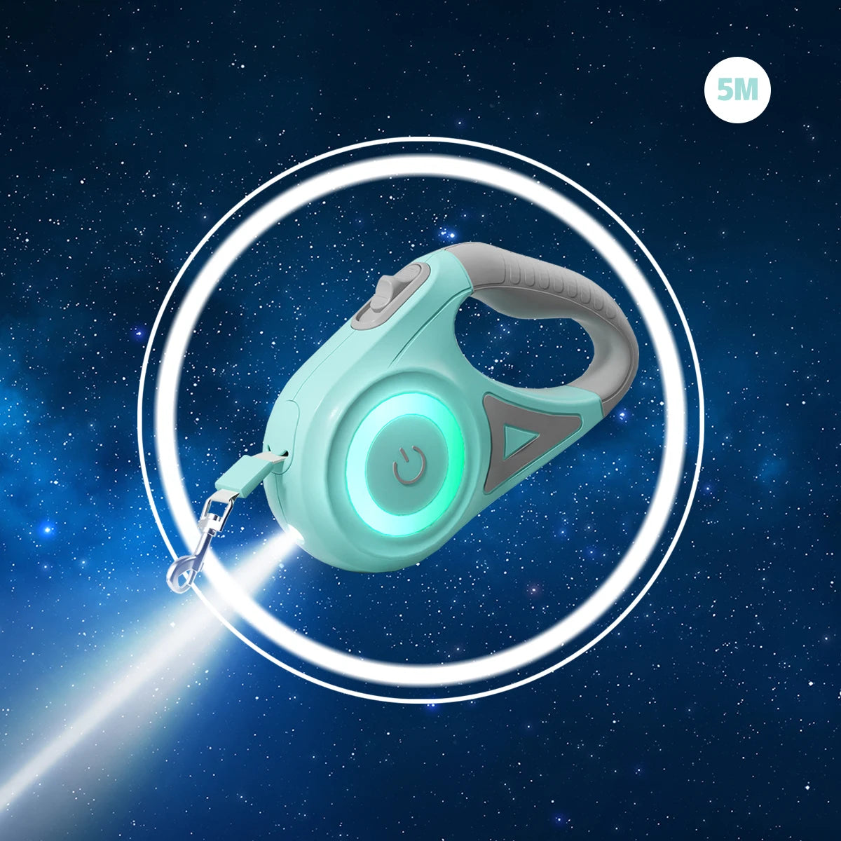 LED Retractable Dog Leash with Built-in Flashlight & Reflective Tape | 3M & 5M