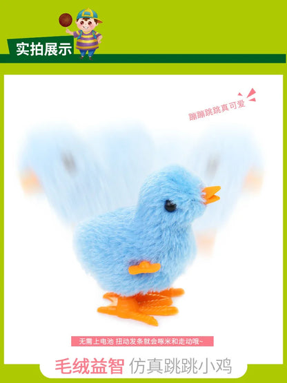Interactive Wind-Up Plush Chick Cat Toy | Walking & Hopping Kitten Chase Toy