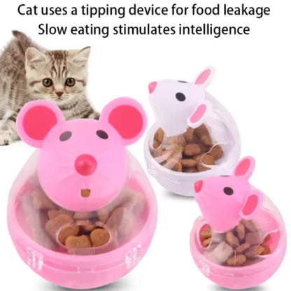 Interactive Treat Dispensing Cat Tumbler Toy | Slow Feeder Puzzle Mouse Toy for Indoor Cats