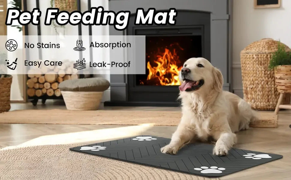 Quick-Dry Waterproof Pet Feeding Mat for Dogs & Cats | Non-Slip Food Bowl Mat