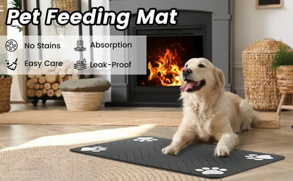 Quick-Dry Waterproof Pet Feeding Mat for Dogs & Cats | Non-Slip Food Bowl Mat