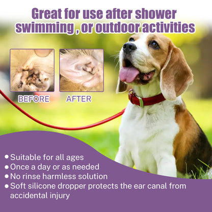 100Ml Hypoallergenic Pet Ear Cleaning Solution Gentle Non Irritating Vet Recommended Cleansing for Dog Cat Sensitive Ear