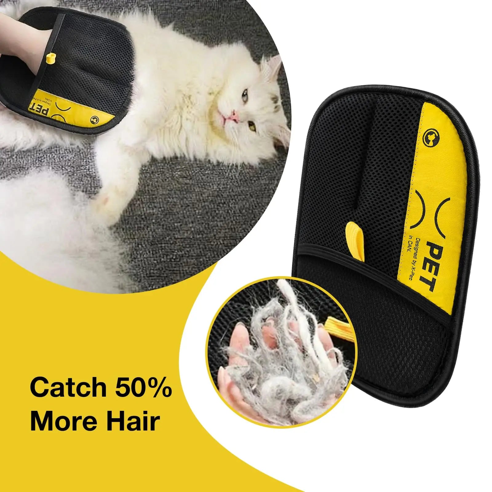 Electrostatic Pet Grooming Gloves - 2-Way Brush, Soft Versatile Cleaning Tool for Cats & Dogs, Fur Remover, Lint Remover Hair Removal Mitts & Rollers