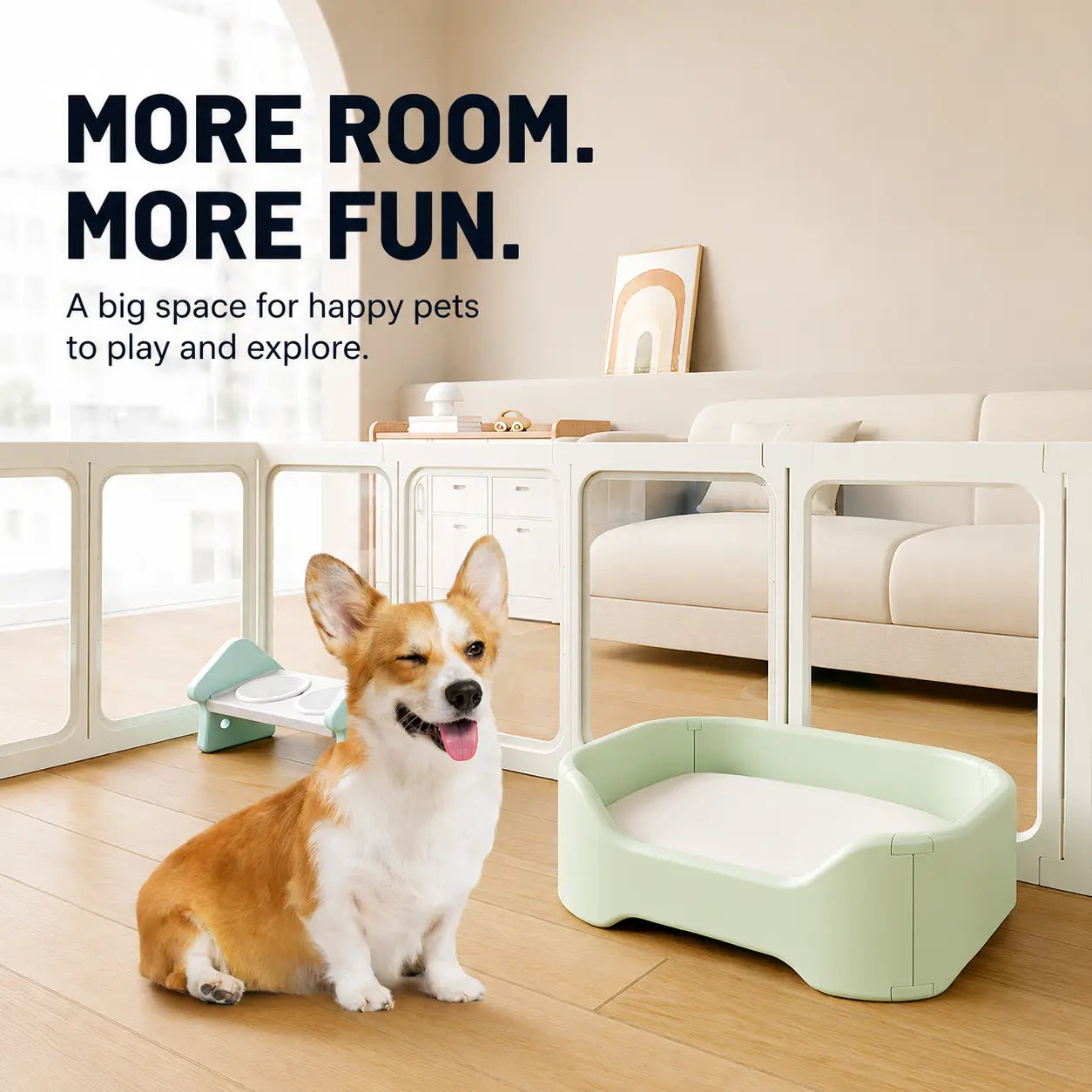Transparent White Pet Playpen with Door - Foldable Indoor Dog Fence Available in 8, 10, or 12 Panels, Portable Home Enclosure for Dogs and Cats