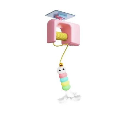 Interactive Retractable Bungee Cat Toy - Automatic Hanging Door Teaser, USB Rechargeable Auto Lifting Exercise Device for Indoor Play and Boredom Relief
