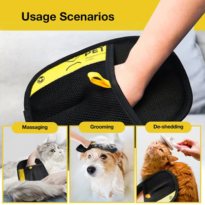 Electrostatic Pet Grooming Gloves - 2-Way Brush, Soft Versatile Cleaning Tool for Cats & Dogs, Fur Remover, Lint Remover Hair Removal Mitts & Rollers