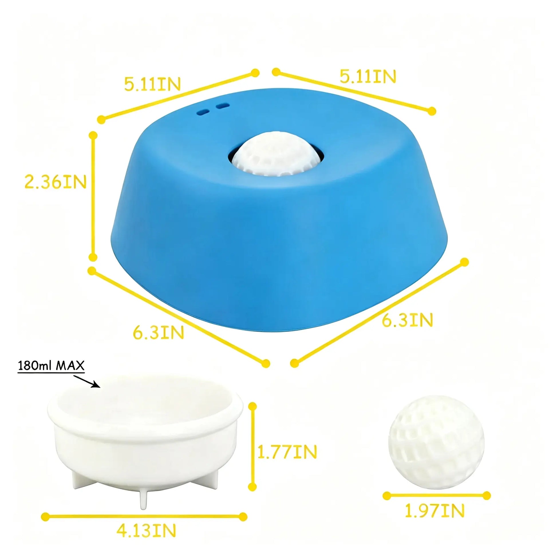 Pet Slow Feeder Licking Bowl for Dogs Cat,Built-In Rolling Ball Prevent Spilling,Multi-Use Liquid Bowl for Bone Broth, Yogert,Liquid Snack&Supplement,Anti-Slip Base Pad Avaliable as Option