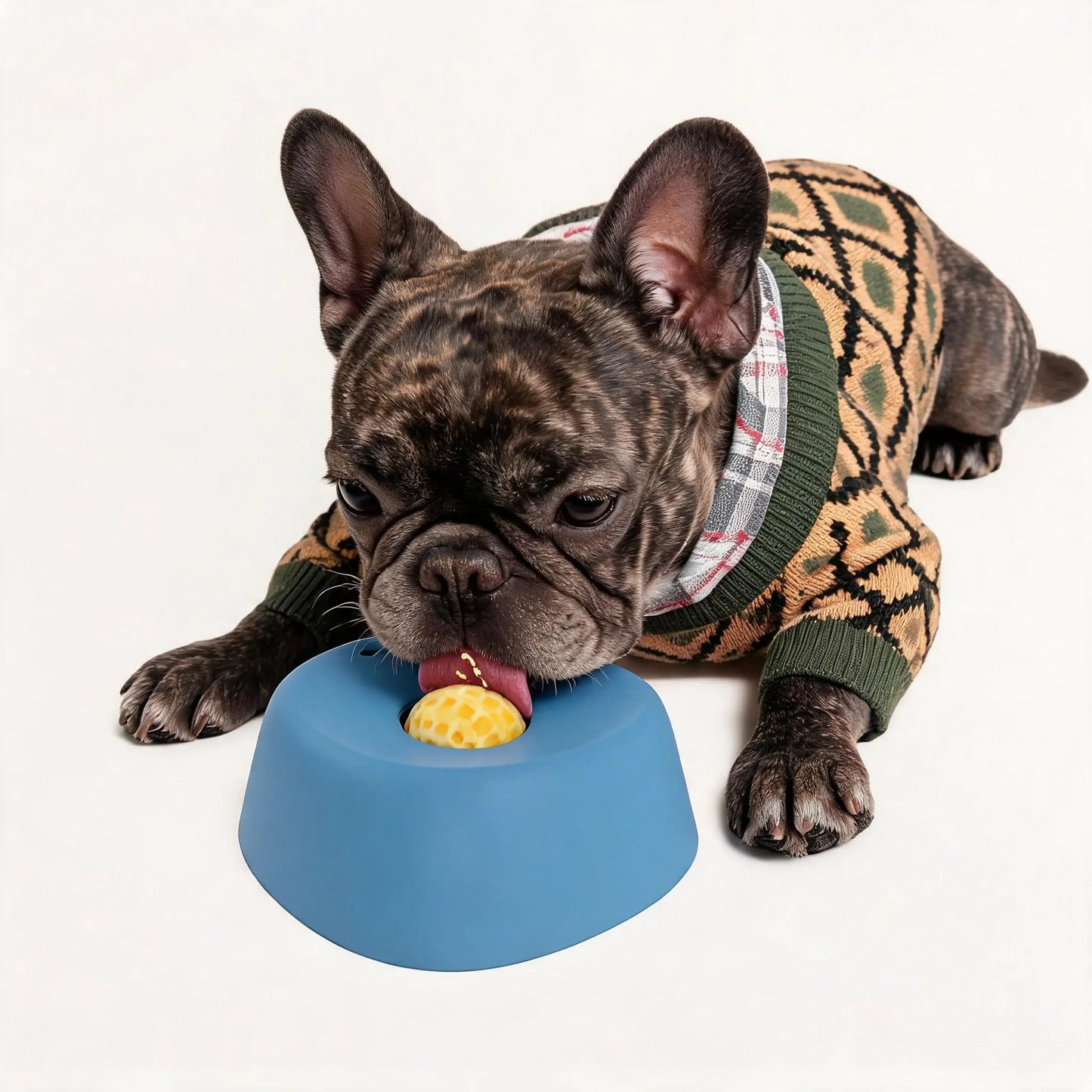 Pet Slow Feeder Licking Bowl for Dogs Cat,Built-In Rolling Ball Prevent Spilling,Multi-Use Liquid Bowl for Bone Broth, Yogert,Liquid Snack&Supplement,Anti-Slip Base Pad Avaliable as Option