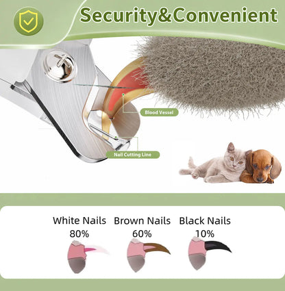 Professional Pet Nail Trimmer with LED Light and UV Lamp, Quick and Safe Grooming, Sharp Blades, Built-In Nail File, Nail Collector, Non-Slip Ergonomic Handle for All Pet Sizes