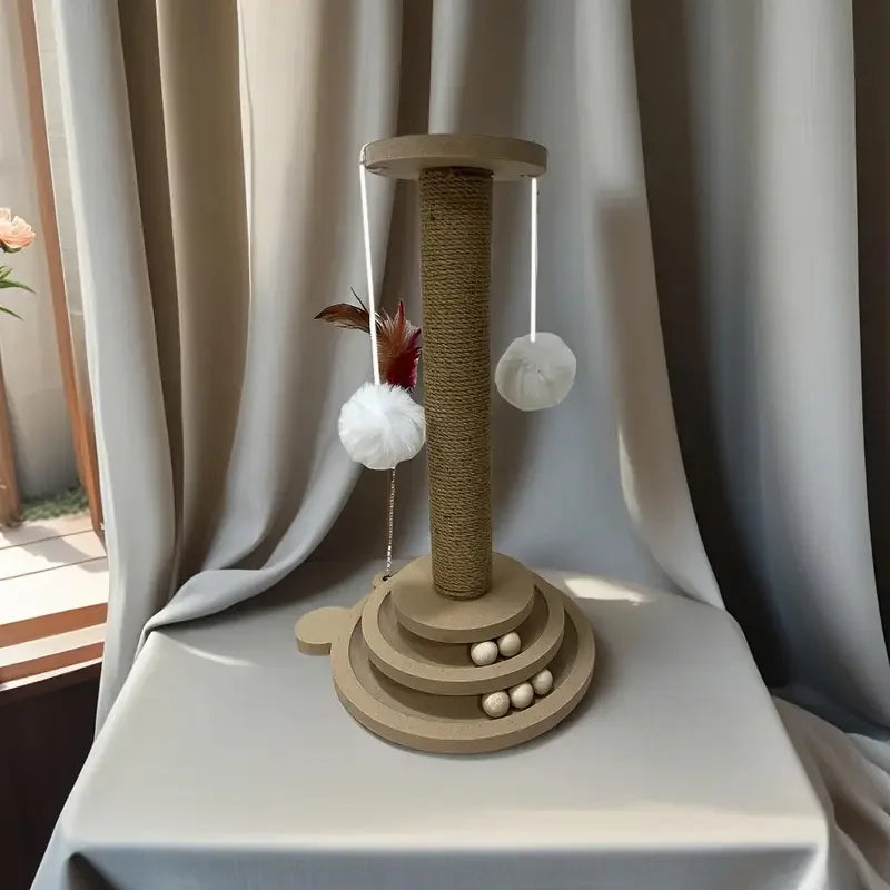 Pet Cat Toy Cat Turntable Funny Cat Stick Balls Durable Sisal Scratching Board Cat Supplies Cat Grab Column Pet Product