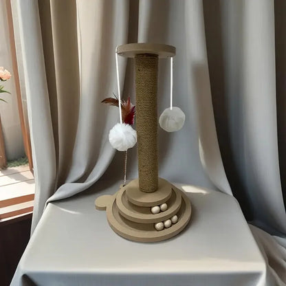 Pet Cat Toy Cat Turntable Funny Cat Stick Balls Durable Sisal Scratching Board Cat Supplies Cat Grab Column Pet Product